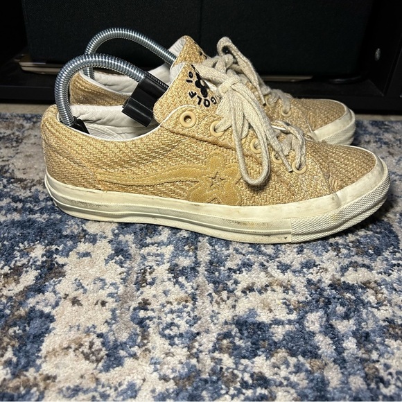 Converse One Star Brown Golf Ie Fleur Burlap Lace-Up Sneakers Size 9 - Picture 1 of 14